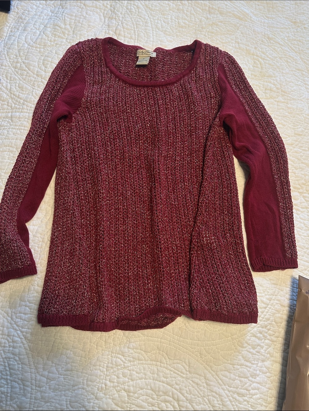 0200 Lucky Brand Marled Wine Scoop Neck Sweater size small